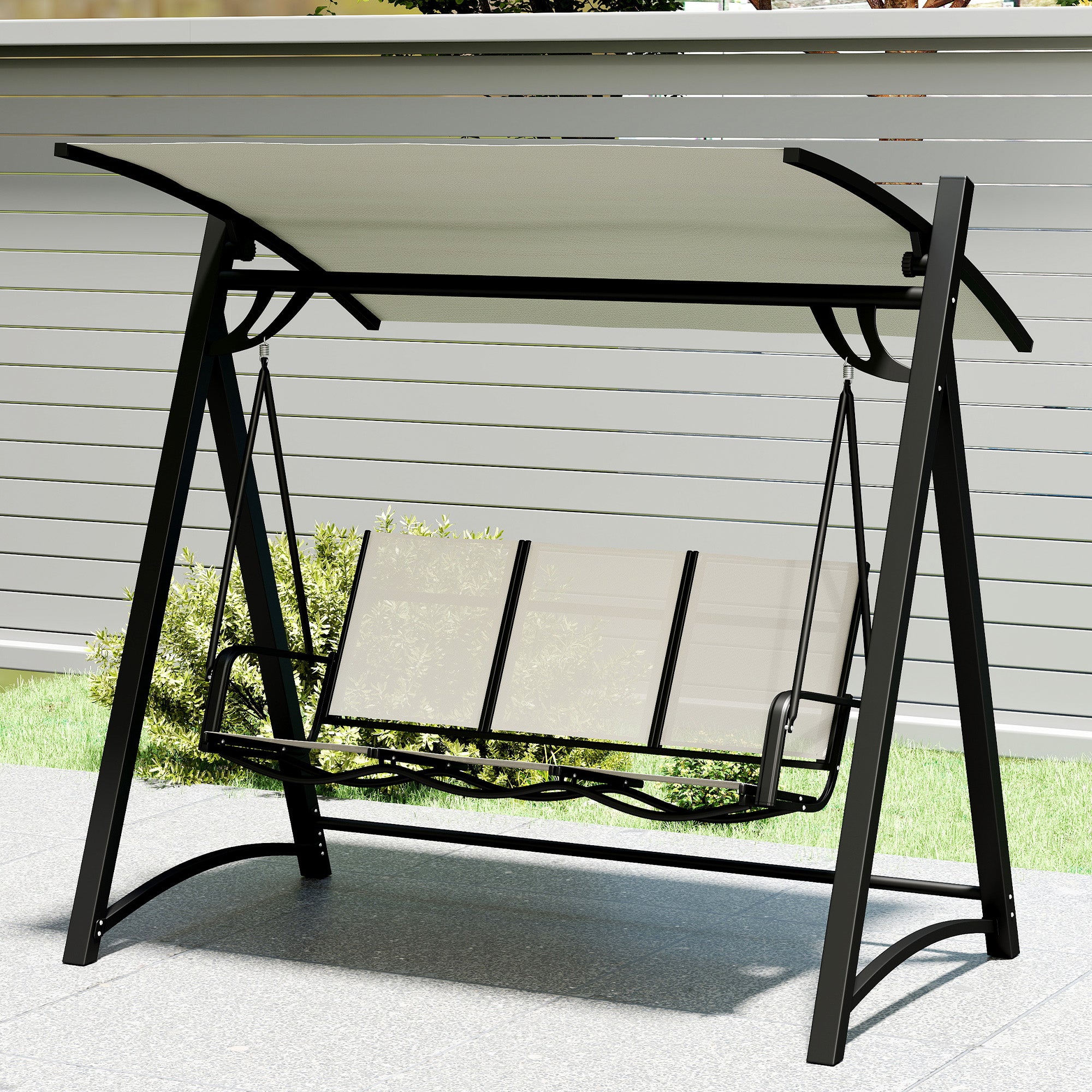 Baloiço de Jardim Outsunny Metal, Textilene Creme 188x130x183 cm - 5