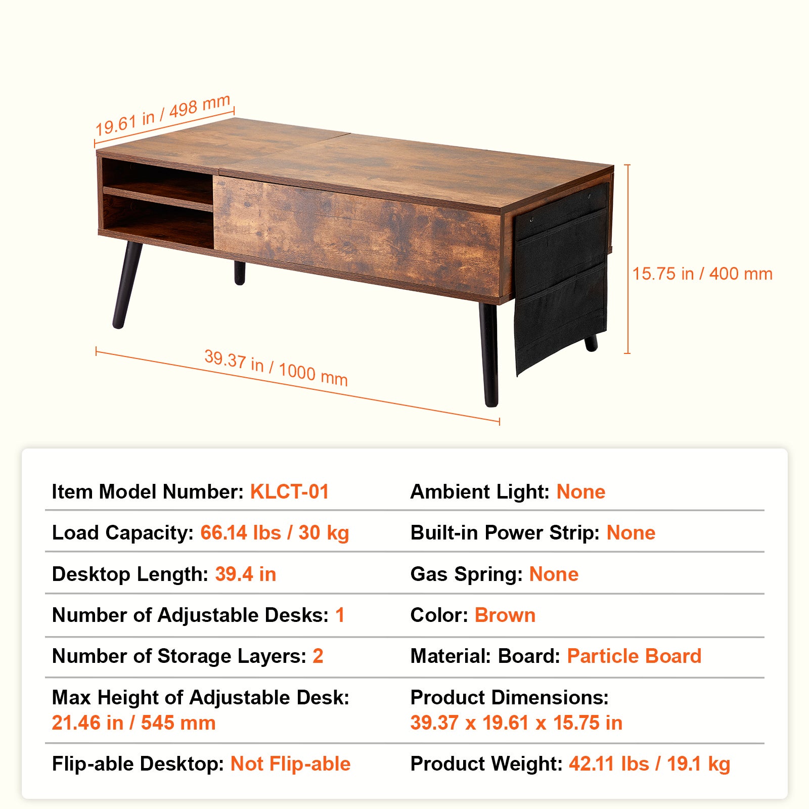 Table basse relevable SucceBuy 39,4