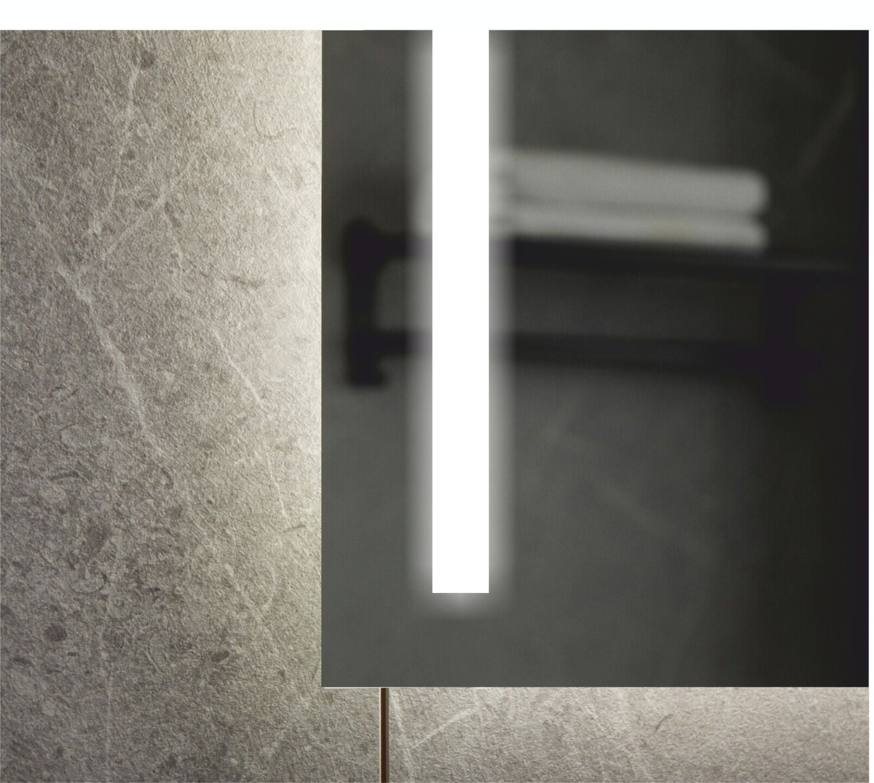 Specchio a filo lucido 60x80H cm con fascie sabbiate verticali, retroilluminazione led perimetrale e touch frontale - 7