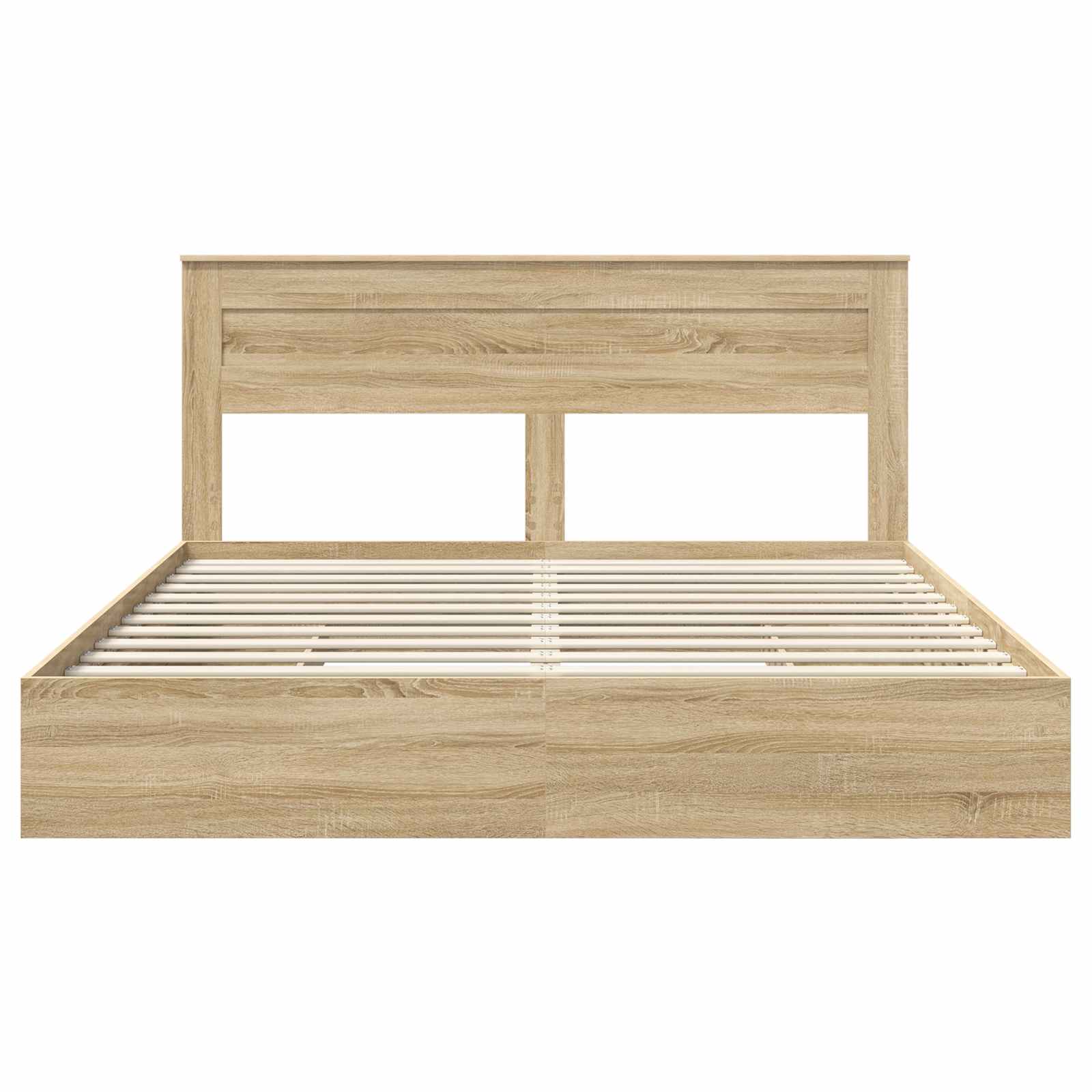 Lit de rangement chêne 180 x 200 cm panneau de bois - 8