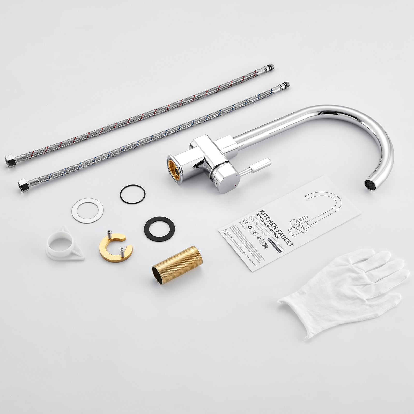 Cecipa Max Robinet Cuisine avec Douchette Extractible Dore, Mitigeur Cuisine avec 2 Jets, Robinet évier avec douchette - 8