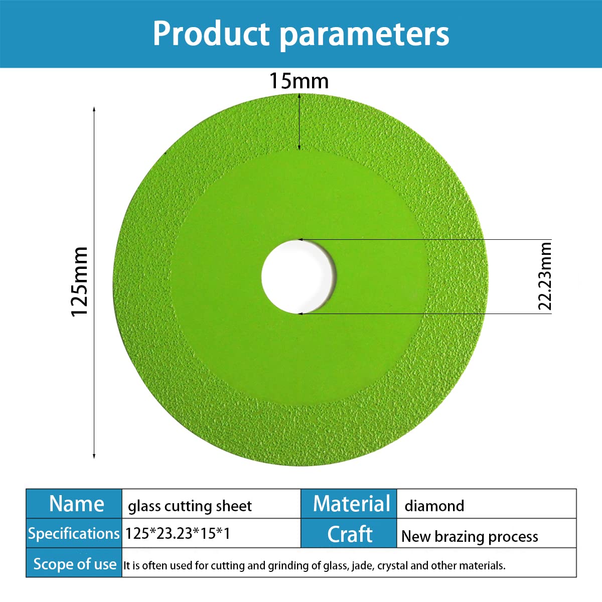 Disque de découpe en verre, 125 x 22,23 mm, disque diamant professionnel, coupe précise rapide, lames de scie pour carrelage, verre, granit et porcel - 2