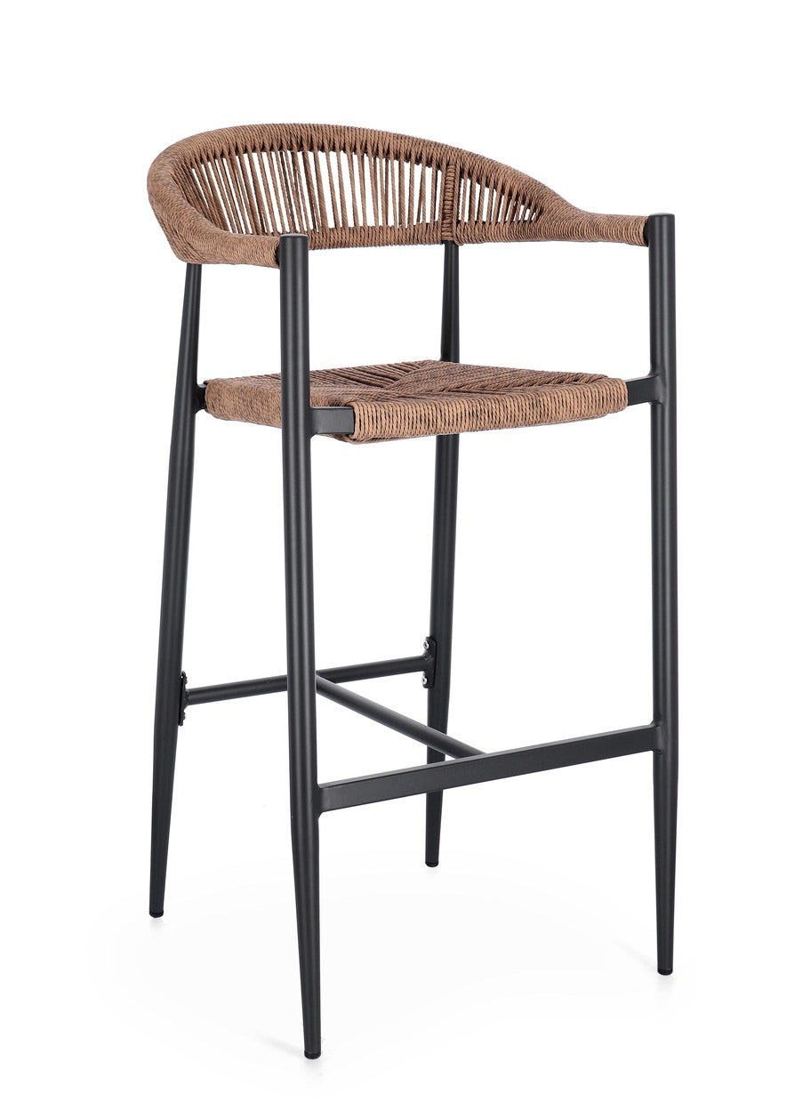 Hoker barowy „JANDIA” w kolorze antracytowym/naturalnym aluminium, splot z włókien syntetycznych