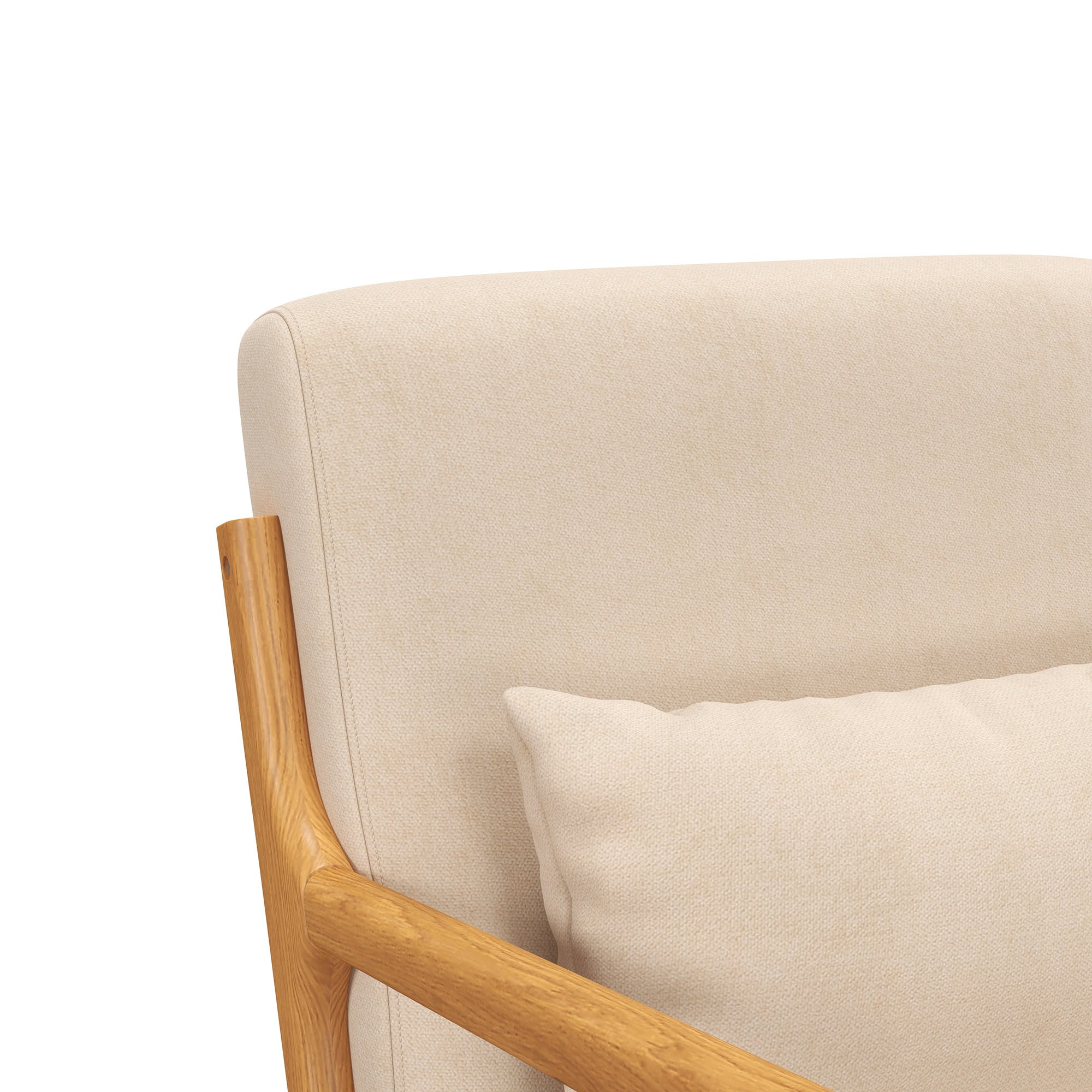 Fauteuil de salon en bois et velours beige 1 place HOMCOM - 7