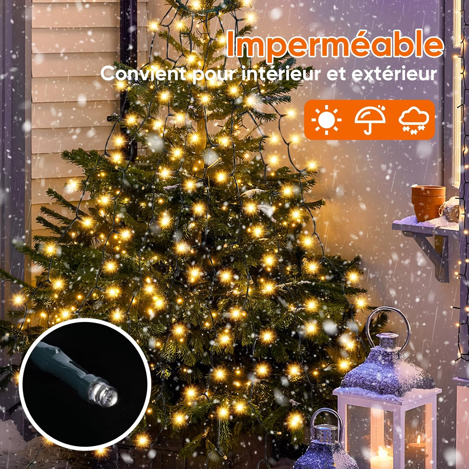 Guirlande Lumineuse 280 LEDs pour Sapin de Noêl, 2m x 8 exterieur Etanche Guirlande LED Sapin Décoration (1,5-2,8m sapin) pour Décoration Maison - 3