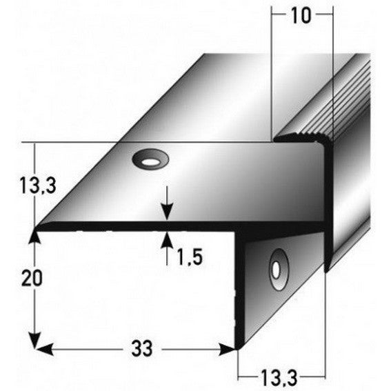 PROVISTON Profilé pour nez de marche Cornière en aluminium 33 x 133 x 1000 mm Argenté - 5
