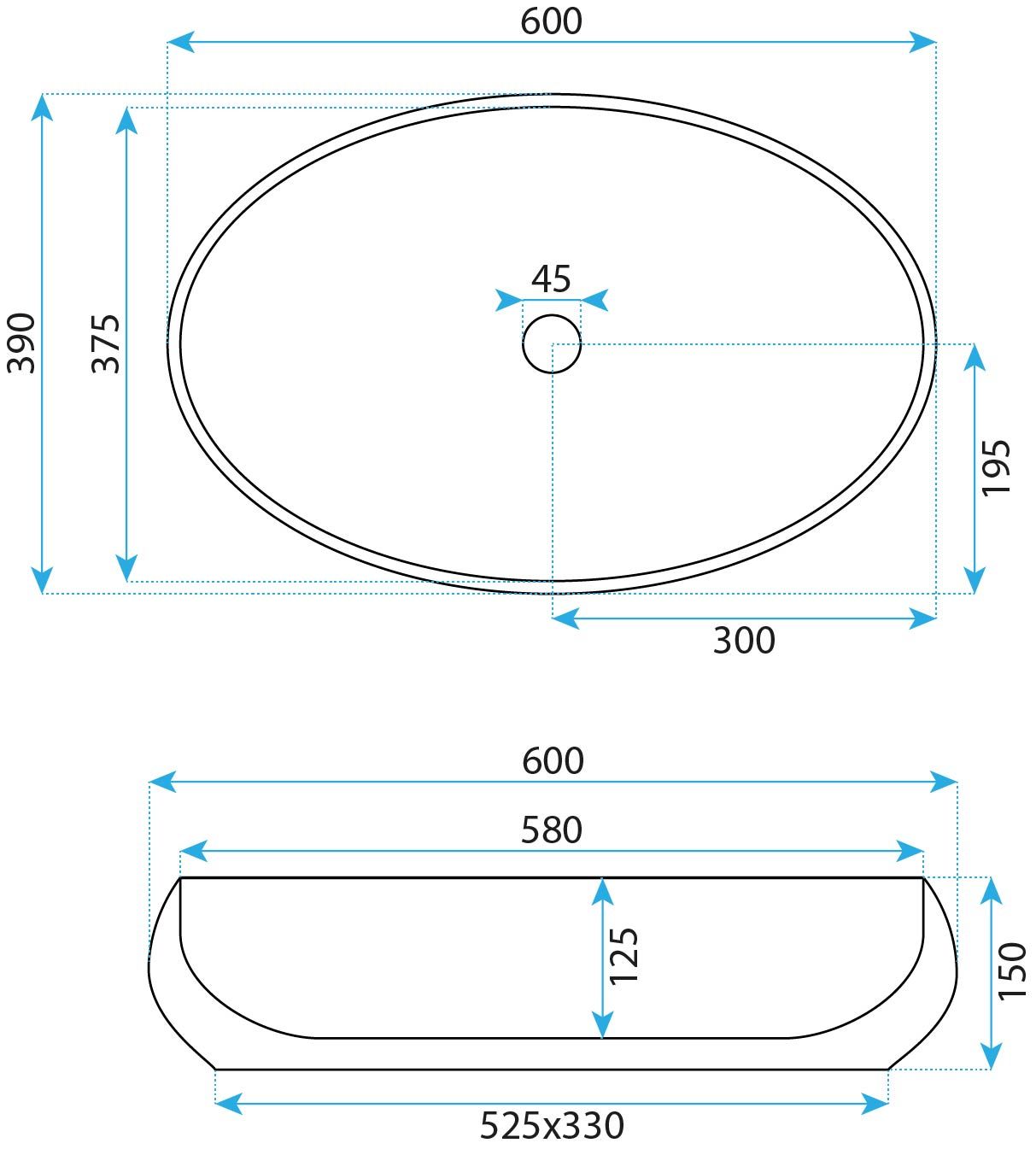 Umywalka Nablatowa Rea Maya Biały 60 X 39 - 7