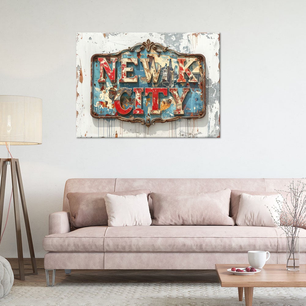 Obraz do salonu biura loftu, Napis Nowy Jork Retro 100x70 - 2