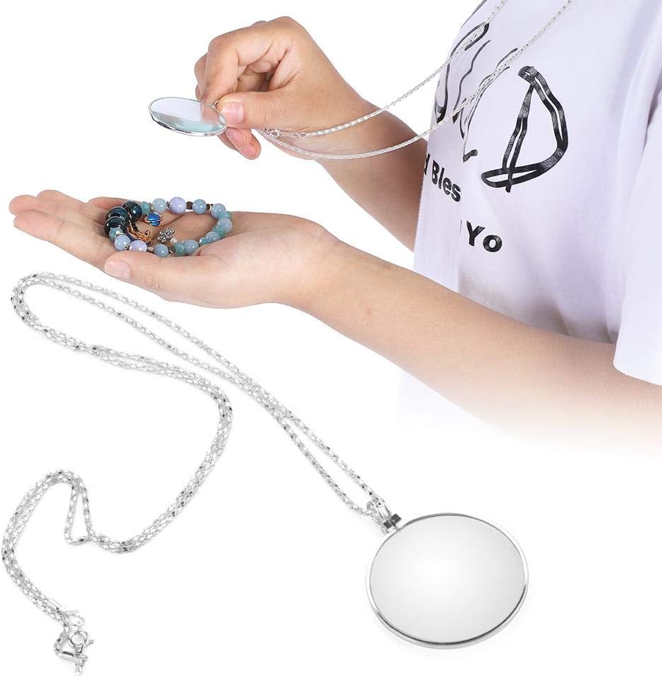 Lot De 2 Loupes Collier Monocle Or Et Argent - Lentille Optique Avec Chaîne Élégante Pour Lecture, Bijoux Et Voyage