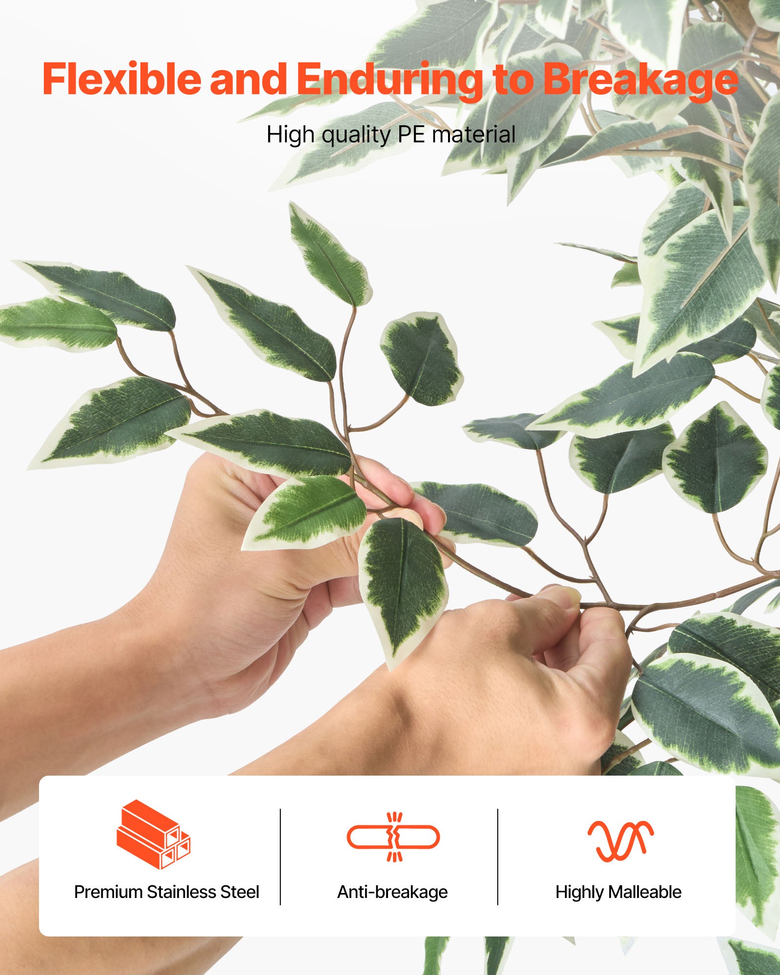 Árbol artificial VEVOR 1,8 m,planta ficus artificial de polietileno con maceta negra,ideal para oficina,salón,dormitorio y decoración del hogar. - 4