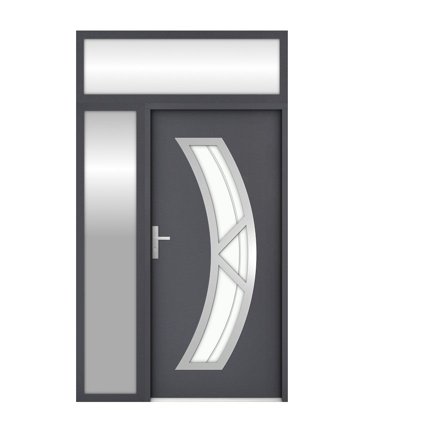 Puerta de entrada doble cortal con imposta y lateral - sentido de la apertura: izquierda