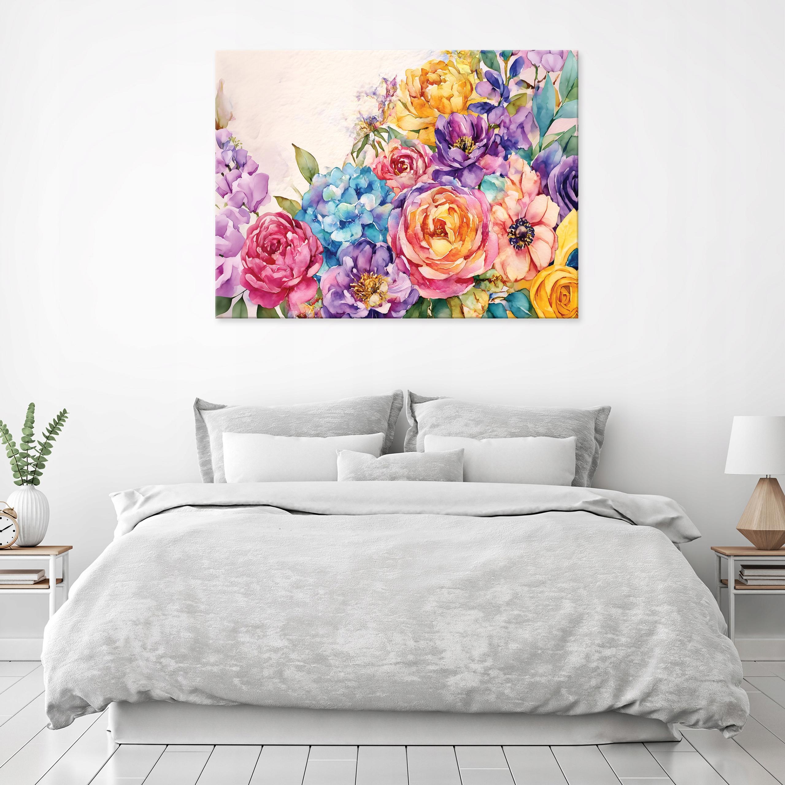 Tableau Décoration Murale Impression Sur Toile Fleurs Coloré Abstrait - 100x70 cm - Tableau Décoration Murale Chambre et salon - 2