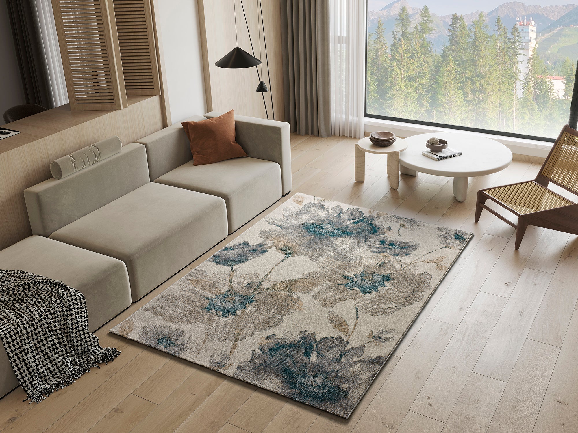 Prostokątny wielokolorowy dywan do wnętrz 80 x 150 cm SARA floral - ATTICGO