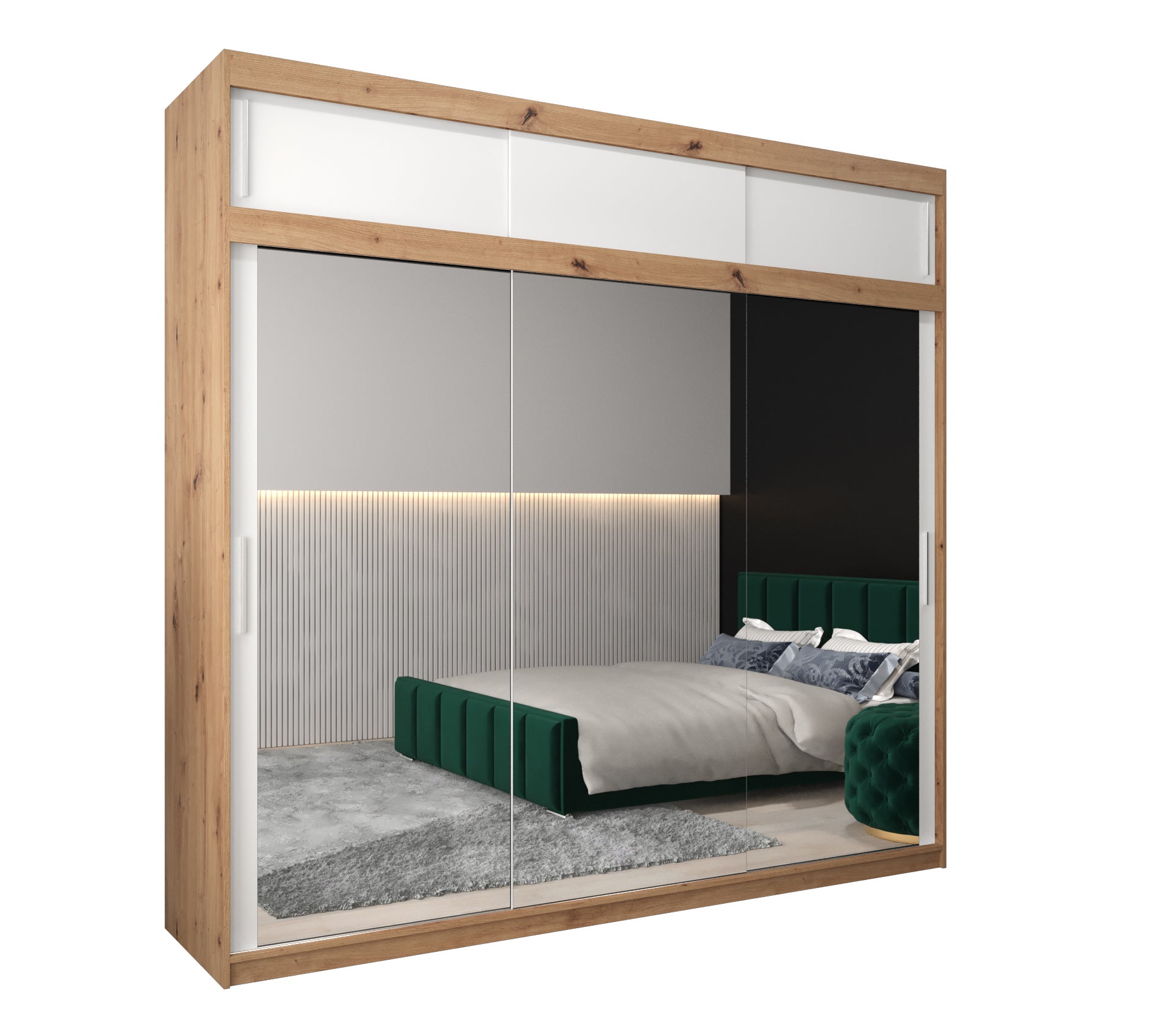 Szafa przesuwna z nadstawką garderoba TOKYO 3 250 x 62 x 240 cm Artisan + Biały - Abiks Meble
