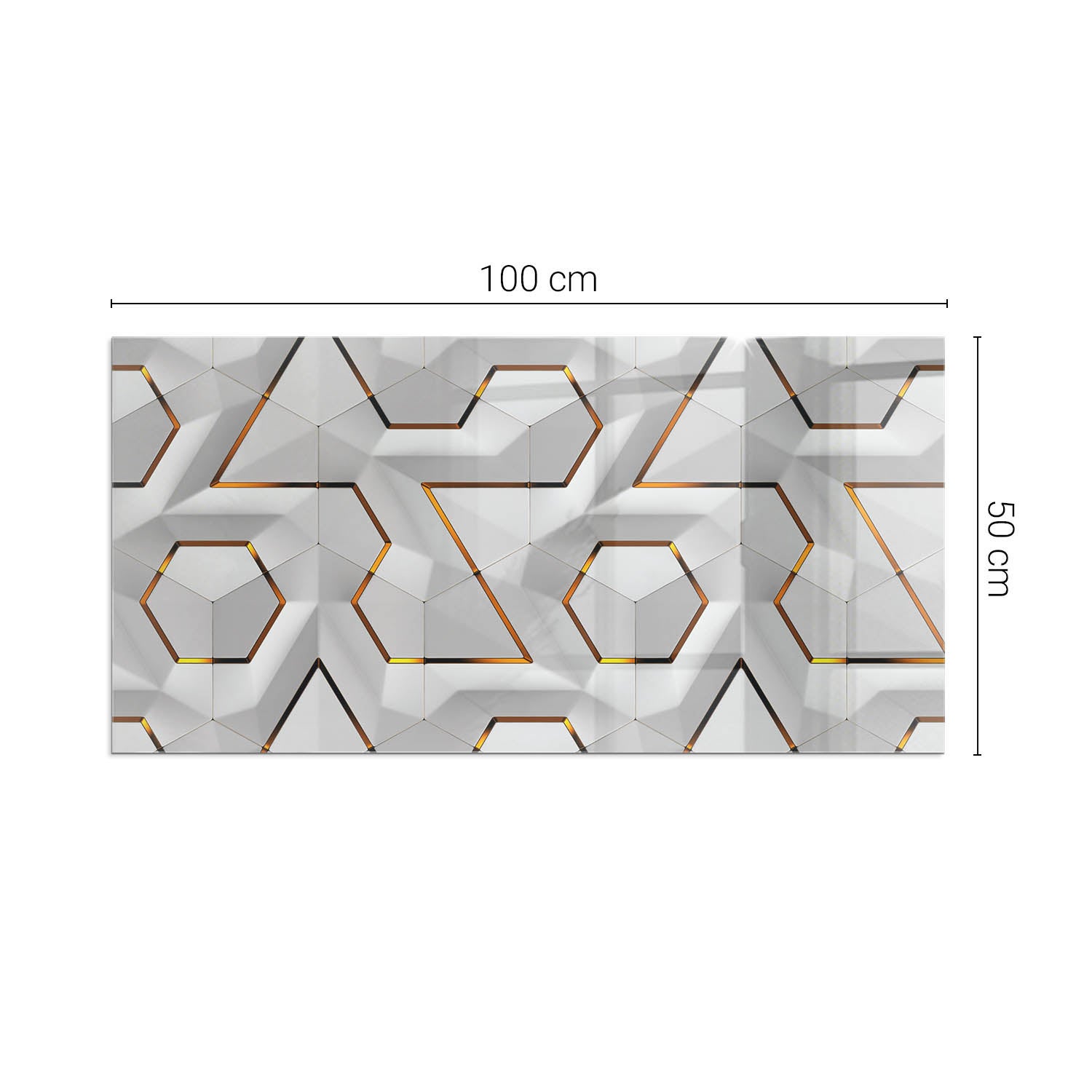 Prostokątna płyta szklana ochronna pod piecyk, kominek - 100x50 cm - Geometryczny wzór 3D - TULUP - 2