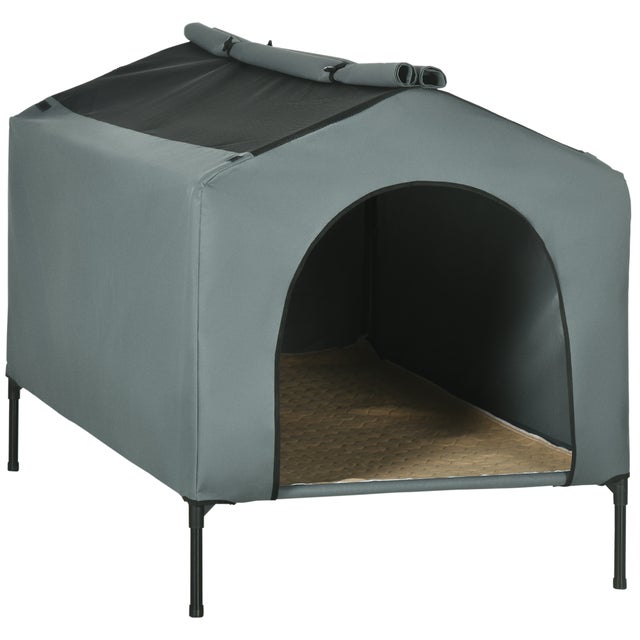 Casa para Cães PawHut Cinzento Tecido Oxford e Aço 130x85x95cm
