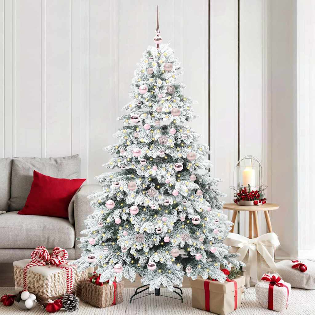Sztuczna choinka z 300 diodami LED Zielony 180 cm PE i PVC