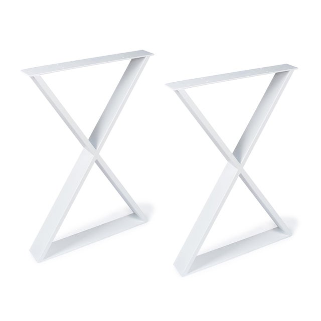 REI | Lot de 2 X pieds pour tables | 580 x 80 x 712 mm | Fabriqué en acier | Finition Poro Blanc | Fixation par vis | Supporte jusqu'à 250 kg