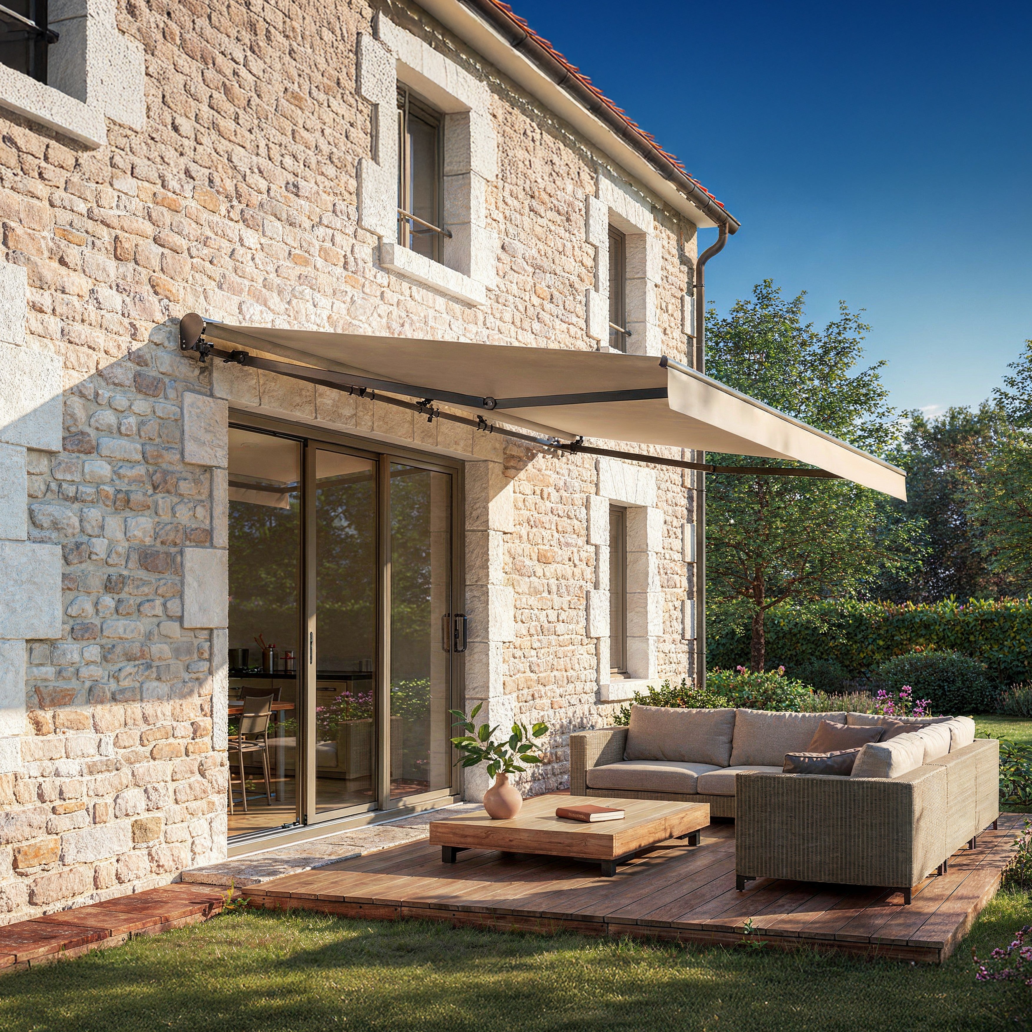 FAZZIO 4x3m beżowa półkasetowa markiza z napędem elektrycznym