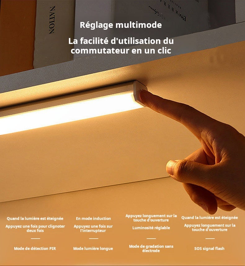 Paquete de 2 luces LED inalámbricas con Sensor de movimiento, luz nocturna para cocina, armario, lámpara, retroiluminación de escalera - 4