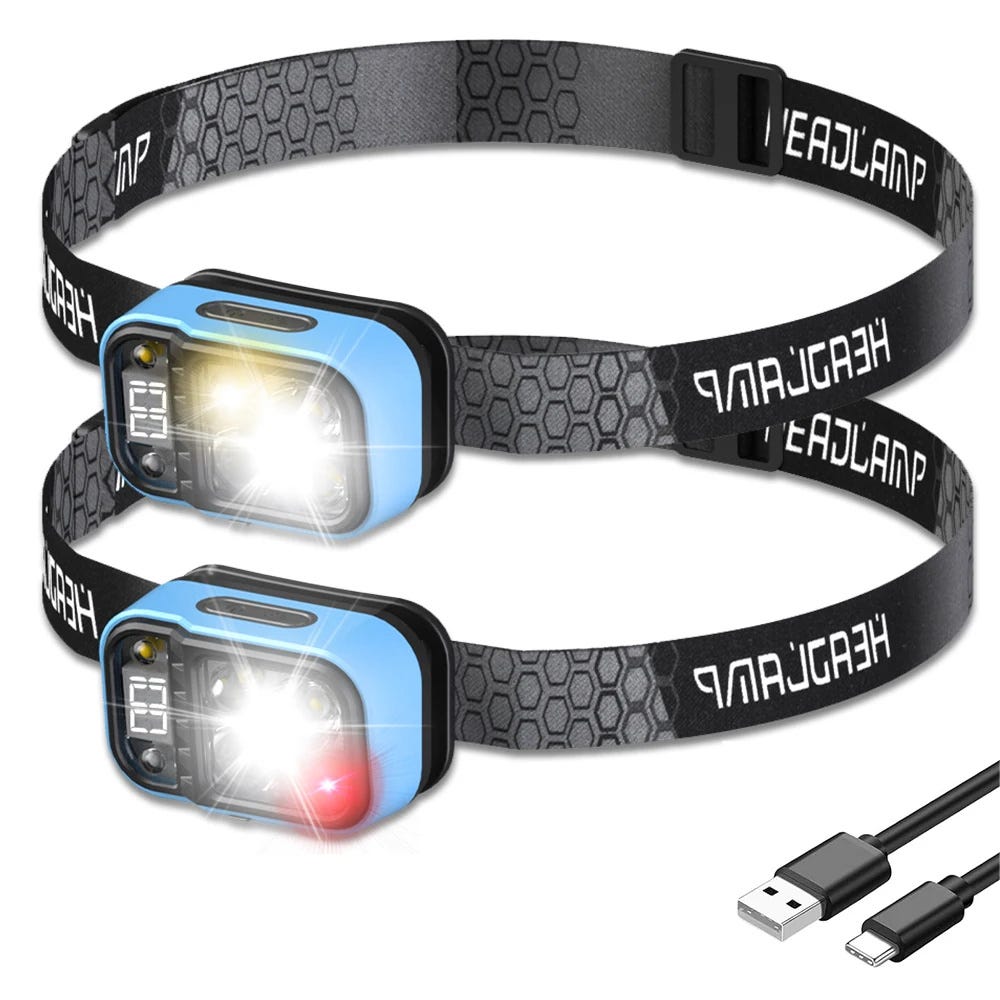 Lampada frontale LED ricaricabile con sensore 2xLED/5W/5V Lampada frontale LED ricaricabile con sensore 2xLED/5W/5V
