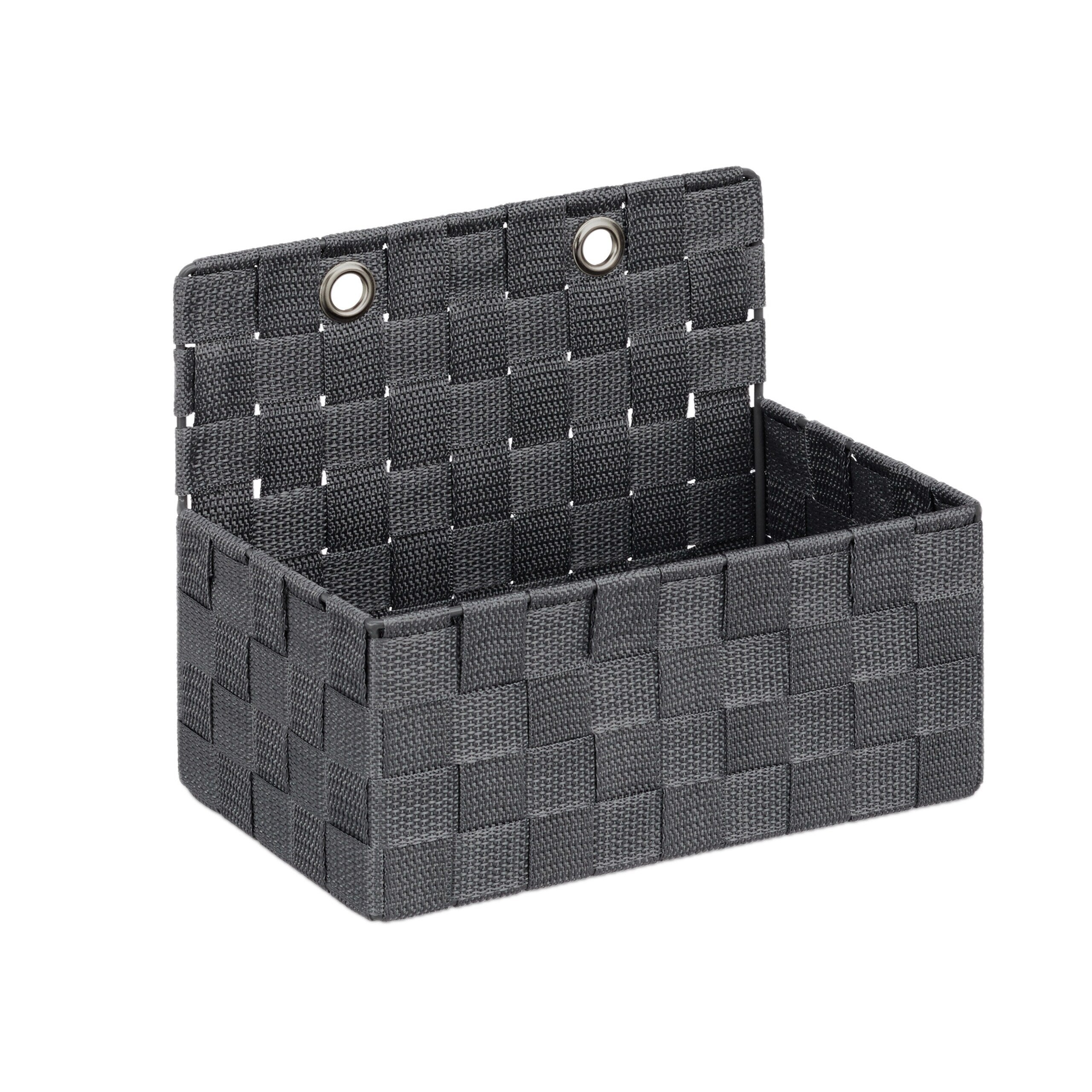Corbeille de rangement à suspendre, lot de 2, organiseur de salle de bain, couloir, à accrocher 20x25x16,5 cm, gris - 8