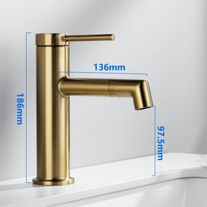 Mitigeur de Lavabo Doré Rotatif à 360° Robinet Lavabo Eau Chaude/Froide Robinet de Salle de Bain avec Barboteur Démotable, en Acier Inoxydable