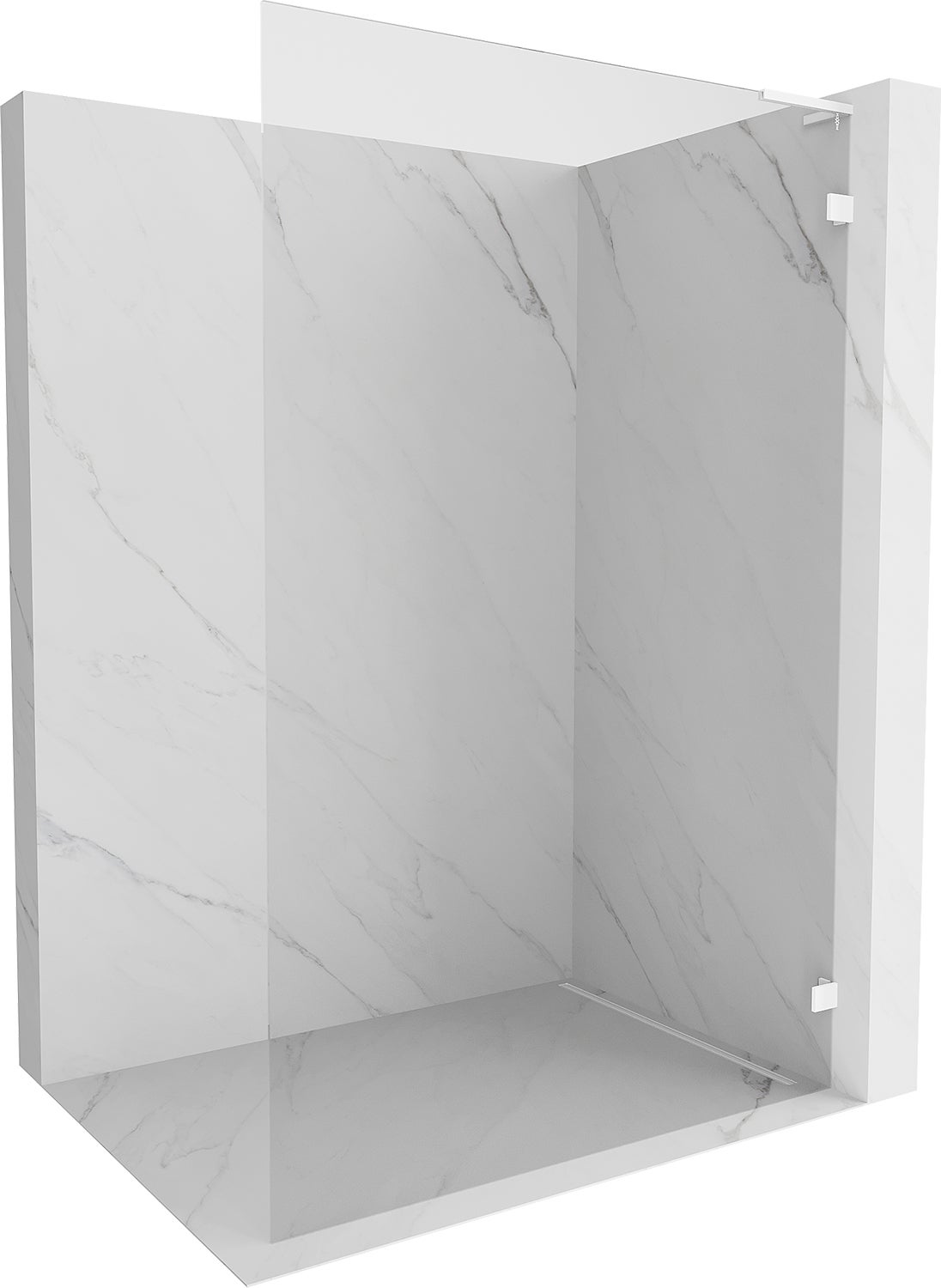 Mexen Lunar L ścianka prysznicowa Walk-in prawa 110 x 200 cm, transparent 8 mm, biała - 830L-110-000-20-00-P