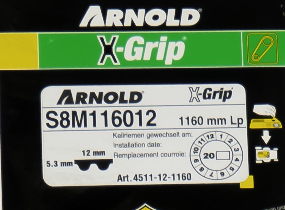 Courroie dentée trapézoïdale X-Grip de type 120S8M1160 - 2