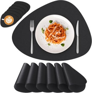 YIUHART Lot De 8 Sets De Table Antidérapants PVC Lavables Résistants à La Chaleur - Noir