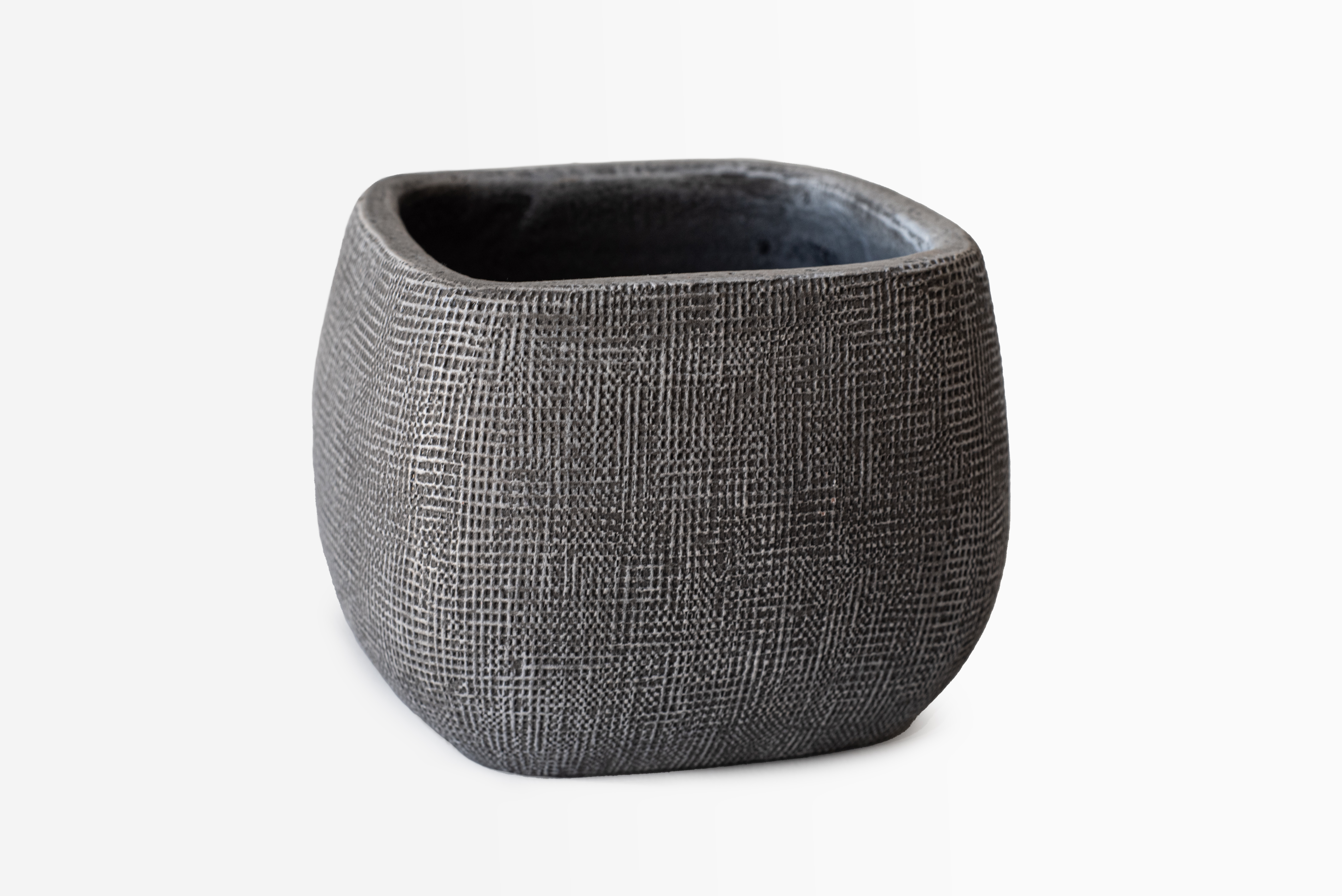 KWADRATOWA SZARA CERAMICZNA DONICZKA 15x15x11,5 CM