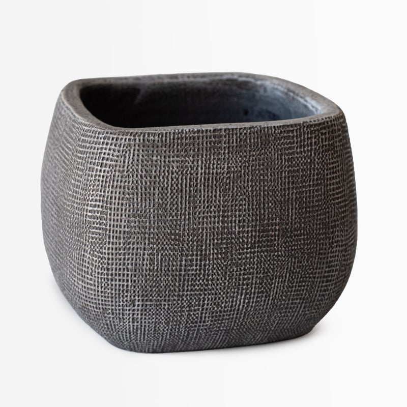 KWADRATOWA SZARA CERAMICZNA DONICZKA 15x15x11,5 CM