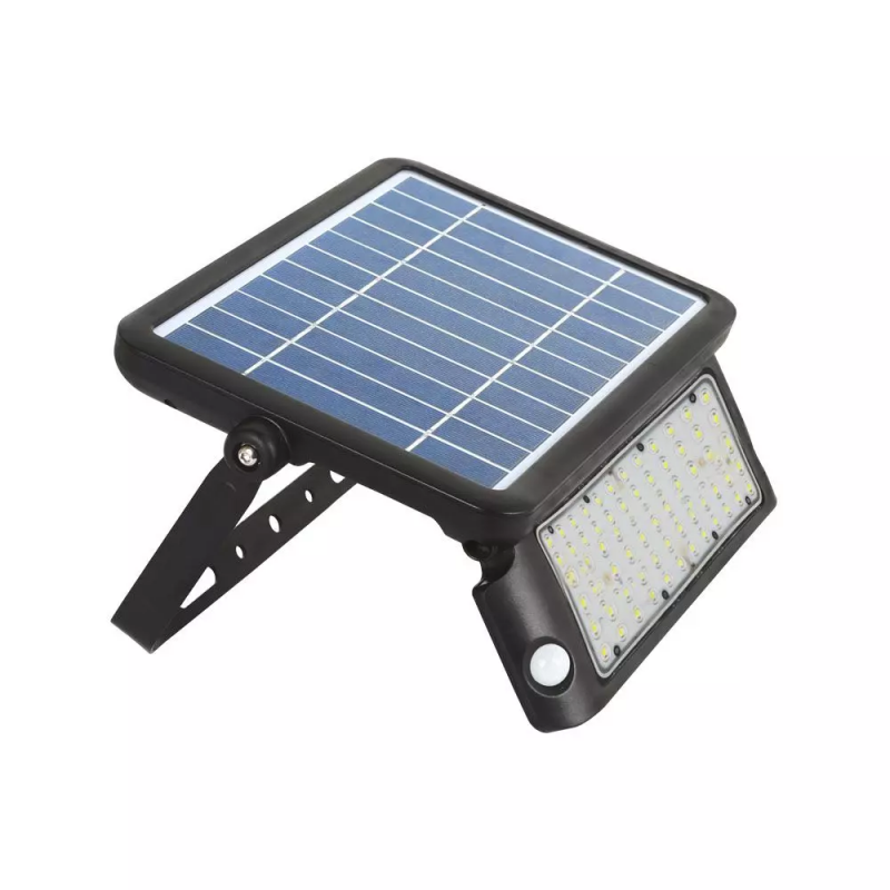 Kinkiet LED 10 W, 110 lm/W, 60 diod LED, zasilany baterią słoneczną, z czujnikiem ruchu i zmierzchu, z odchylaną podstawą, 4000 K, IP44