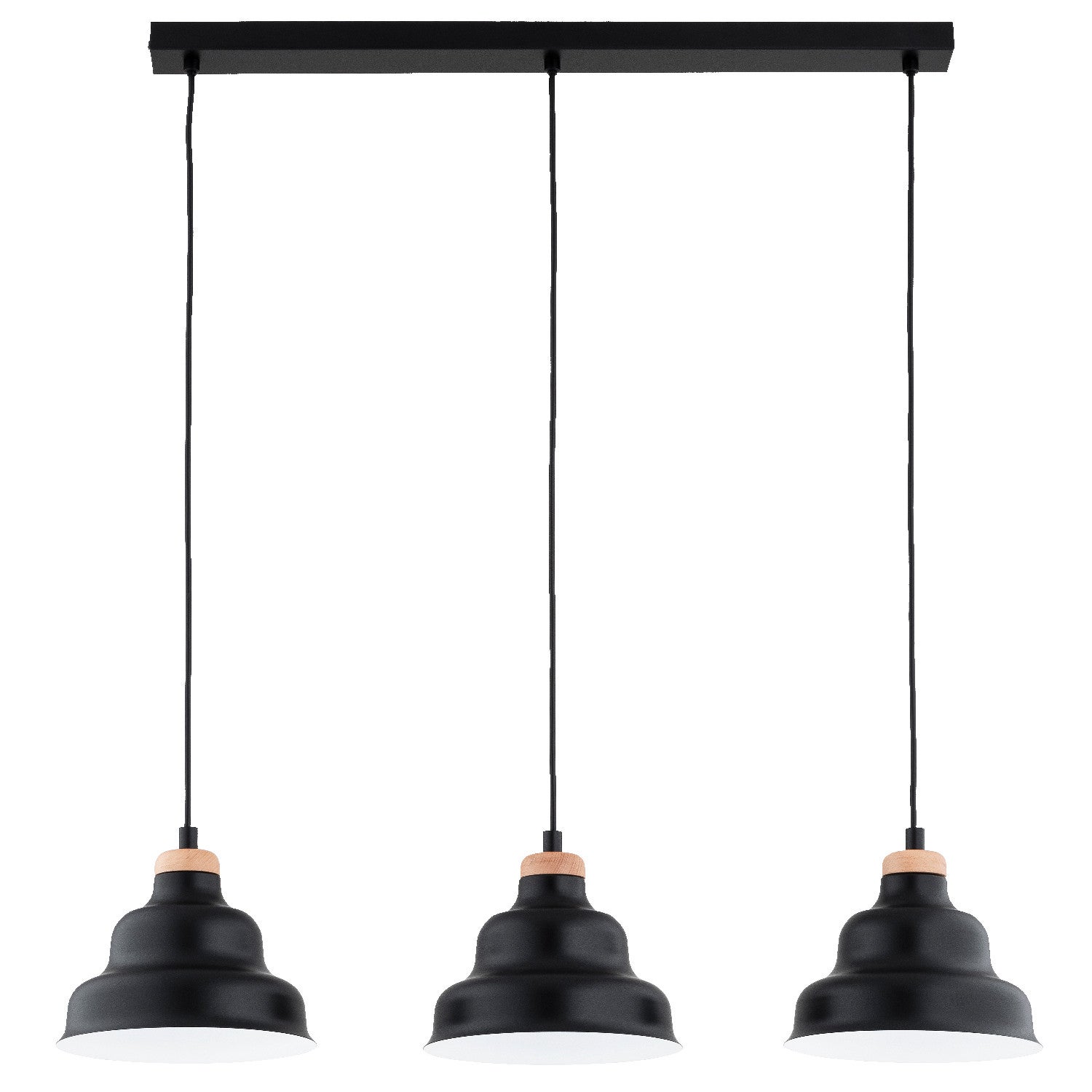 Lampa wisząca BAŁWANEK czarna-jasne drewno-biała 3 x E27 x 15W wym: 90 x 84 x 21,5 cm Alfa
