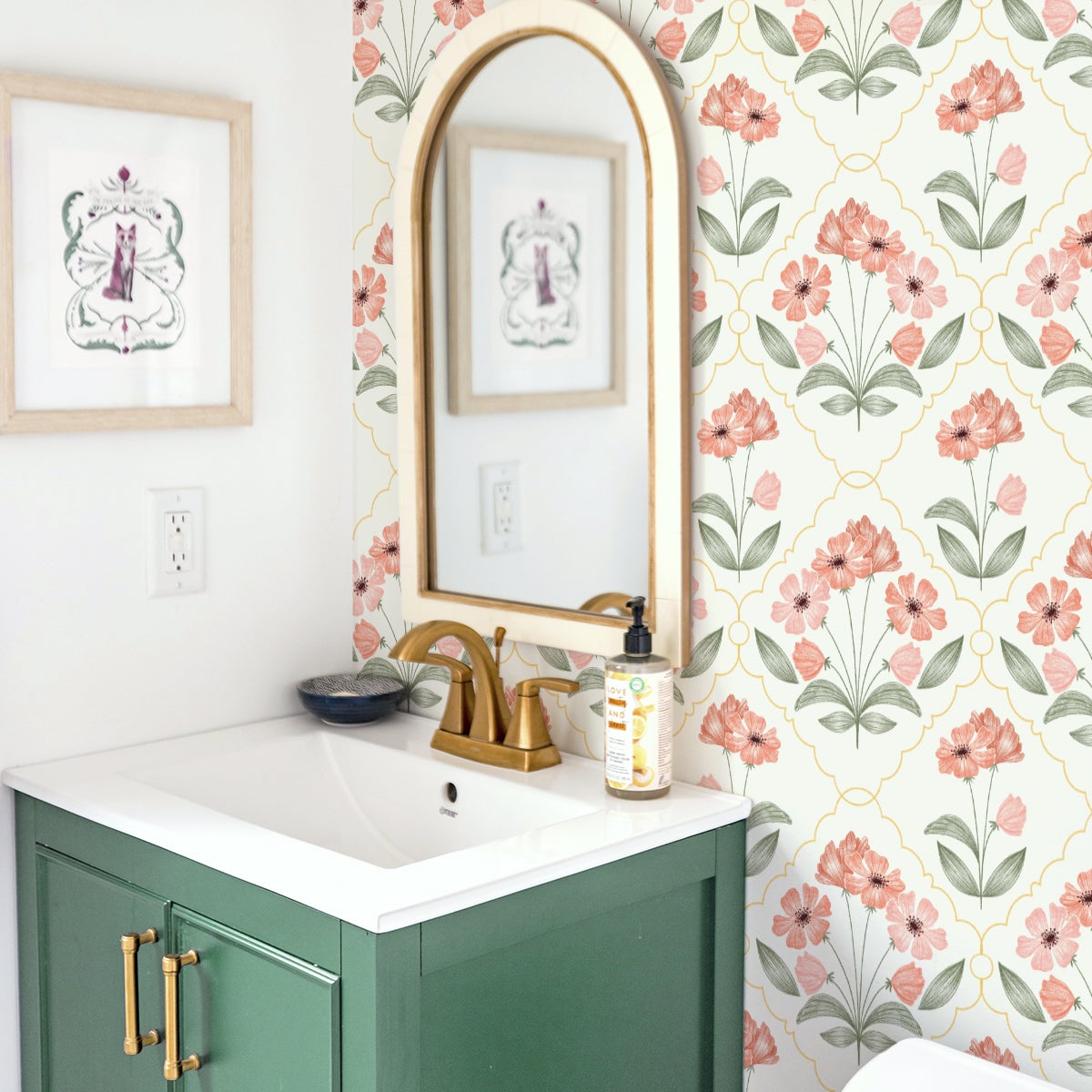 Carta da parati panoramica con motivo floreale vintage 225x250cm - 5