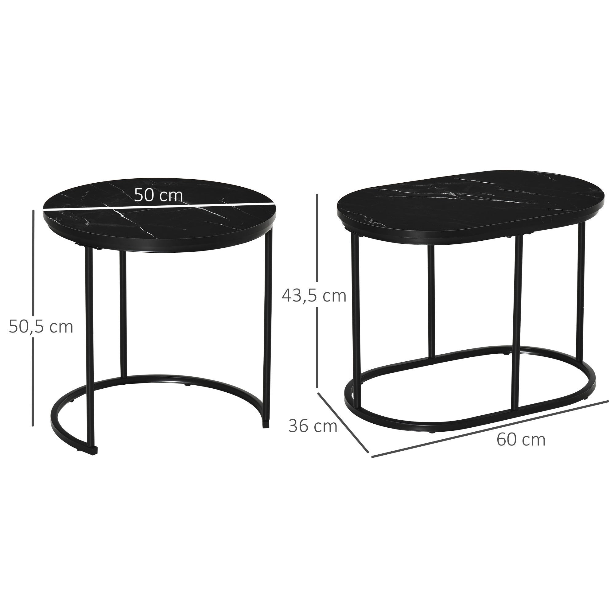 Ensemble de 2 Tables Basses Gigognes Modernes Plateau Effet Marbre ...
