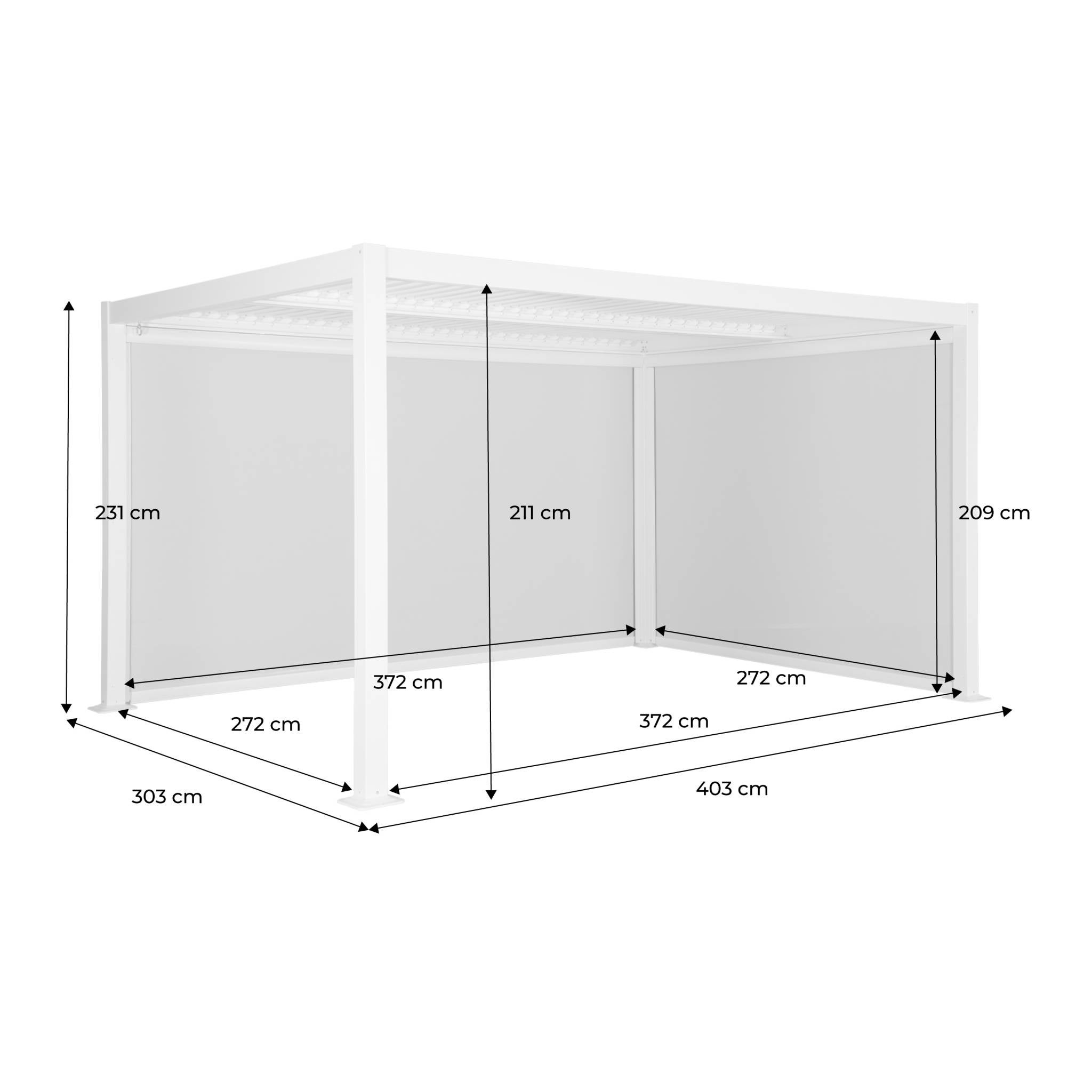Pérgola bioclimática, alumínio e aço, 3x4m com toldo 3m + toldo 4m, Palace 3x4m + acessórios, Antracite, 300x400x300 cm - 4