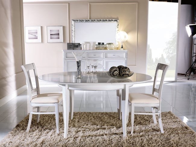 MOBILI 2G TAVOLO ROTONDO ALLUNGABILE IN LEGNO BIANCO