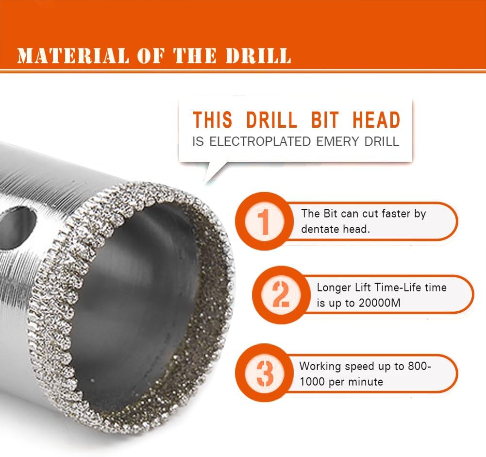 Foret diamanté, Scie-cloche Lot d'accessoires de forets pour verre/carrelage/marbre/porcelaine de coupe,acier inoxydable Carbone 8-50 mm 10 pièces - 4