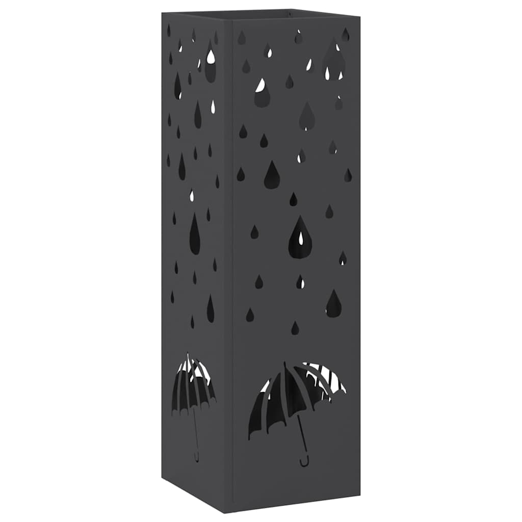 Porte-parapluies noir 15,5 x 15,5 x 49 cm en acier - 2