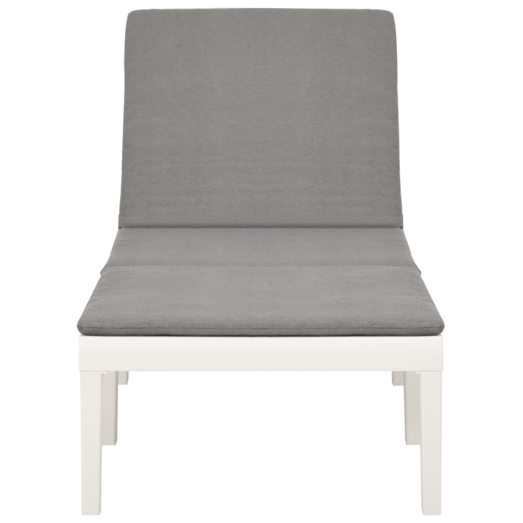 Chaise longue avec coussin Plastique Blanc - 3