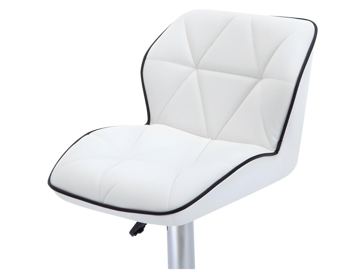 Lot de 2 tabourets de bar en simili et acier chromé - Hauteur réglable - Blanc - CALVIN - 5