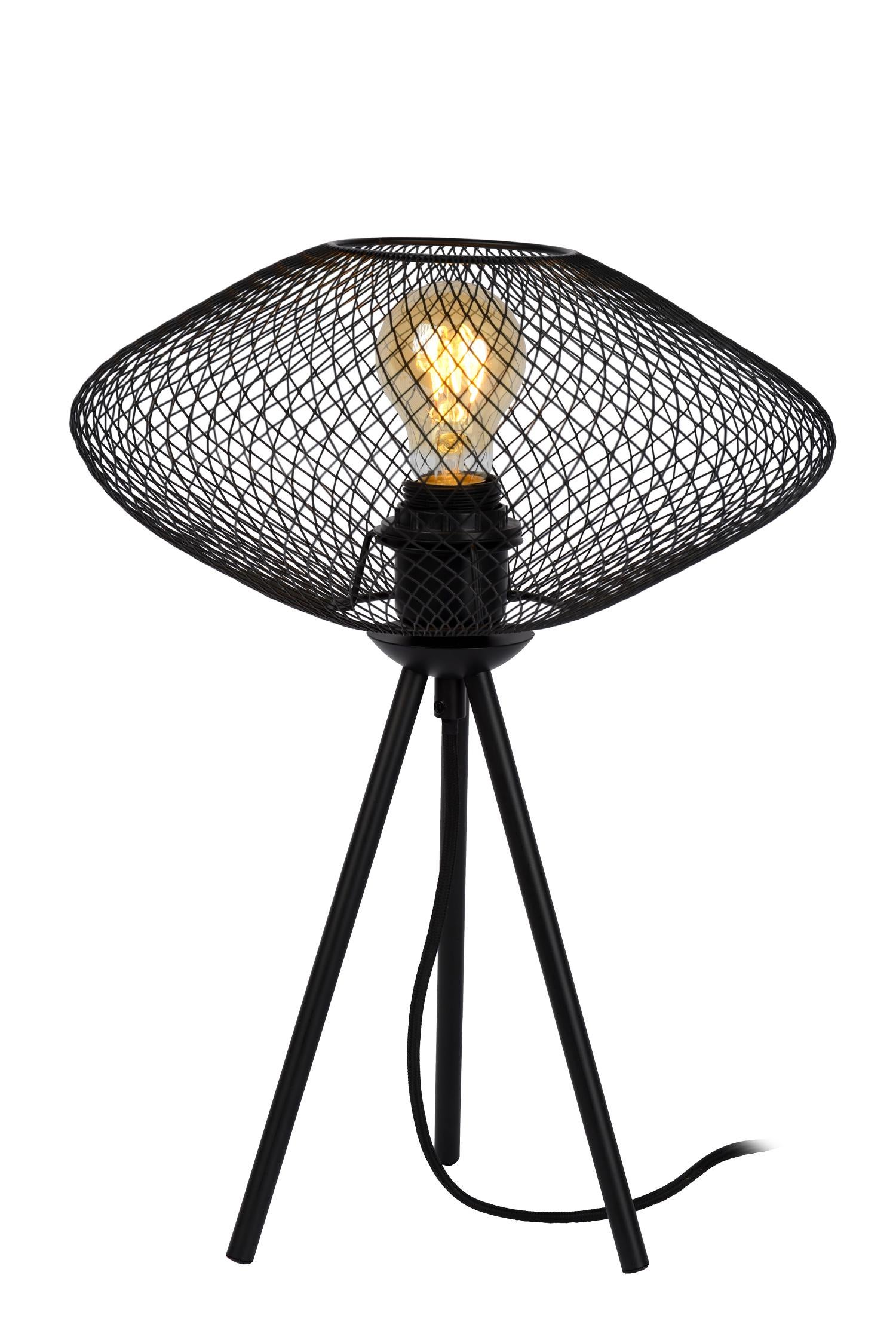 Lucide MESH Deckenleuchte – 30 Cm, Schwarz, 1x E27, Dimmbar, Stahlgewebe-Design