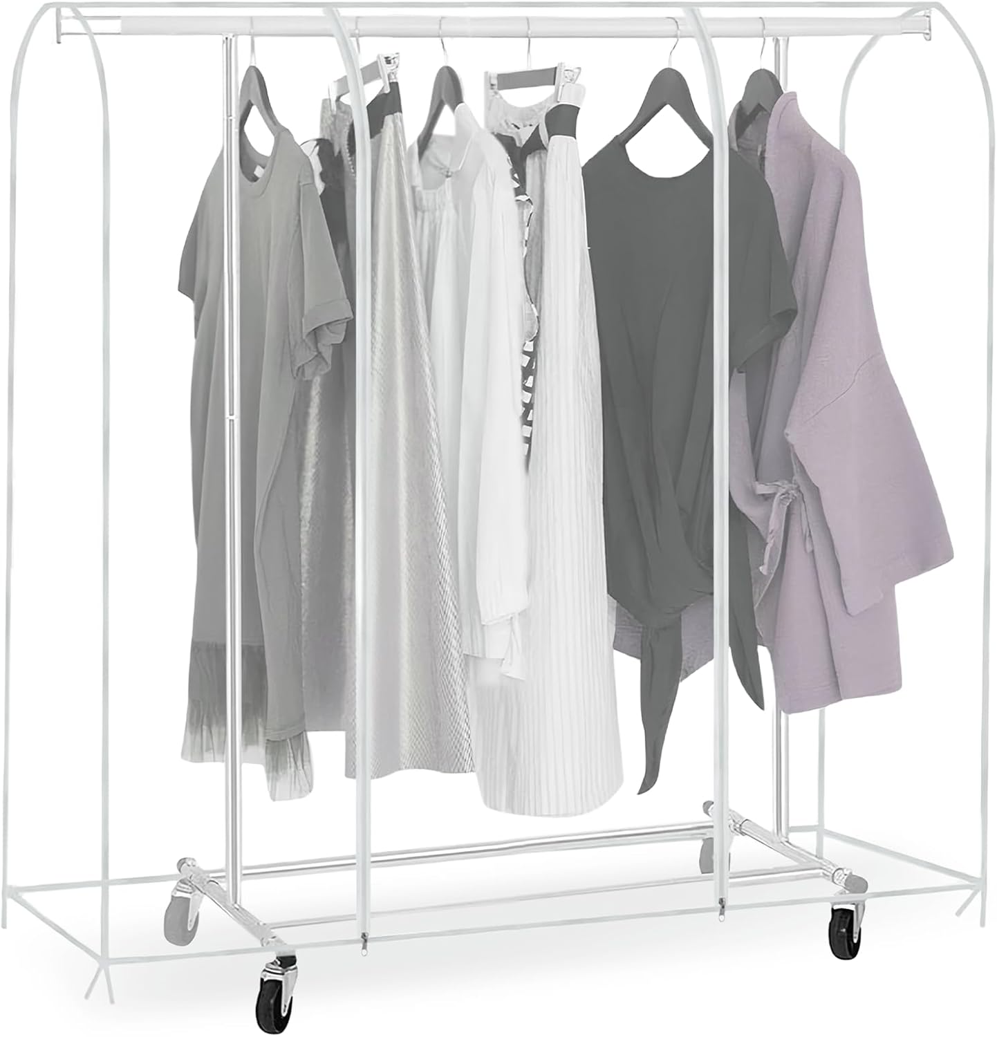 Wodoodporny pokrowiec na wieszak: półprzezroczysty z zamkiem błyskawicznym, (130 x 50 x 150 cm)