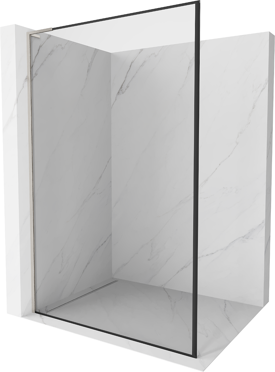 Mexen Kioto L ścianka prysznicowa Walk-in 120 x 200 cm, czarna ramka, nikiel szczotkowany - 800-120-103-97-70