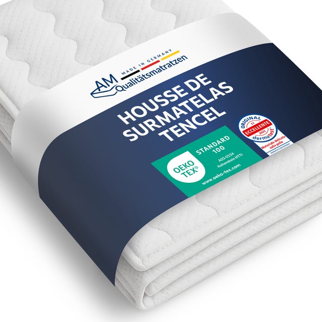 AM Qualitätsmatratzen Housse pour surmatelas Lyocell 120x210 hauteur du ...