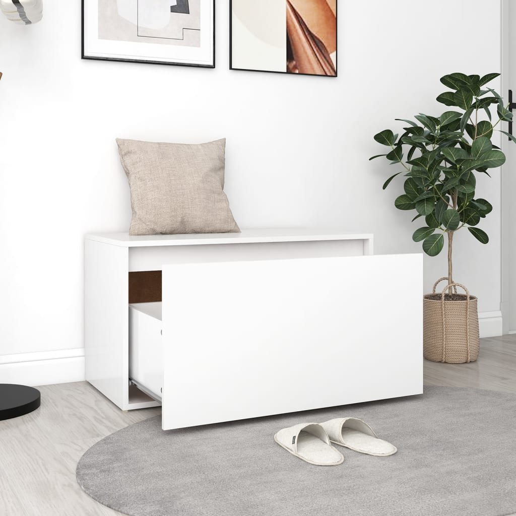 vidaXL Banc d'entrée 80x40x45 cm Blanc Bois d’ingénierie - 3