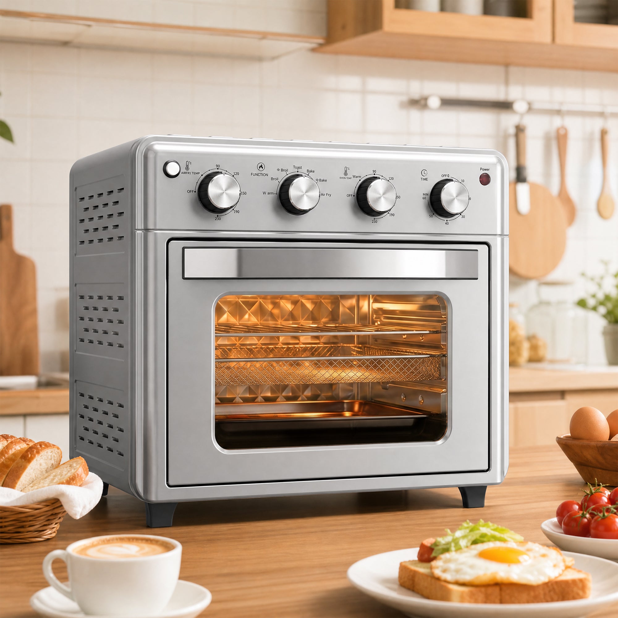 Homcom Horno Eléctrico Acero, Vidrio Templado Plata 43X39x39 Cm Plateado , Leroy Merlin