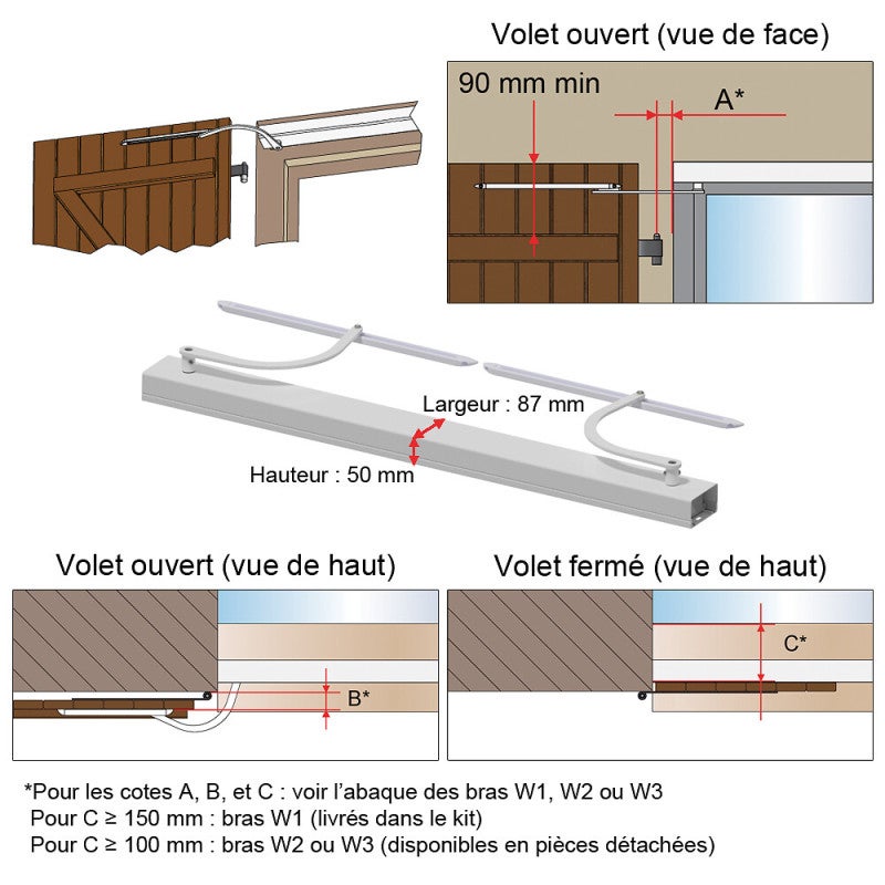 Motorisation SLID'UP WINEO filaire pour volet 1 battant - baie 0,4 à 0,8 m - blanc et noir - 4
