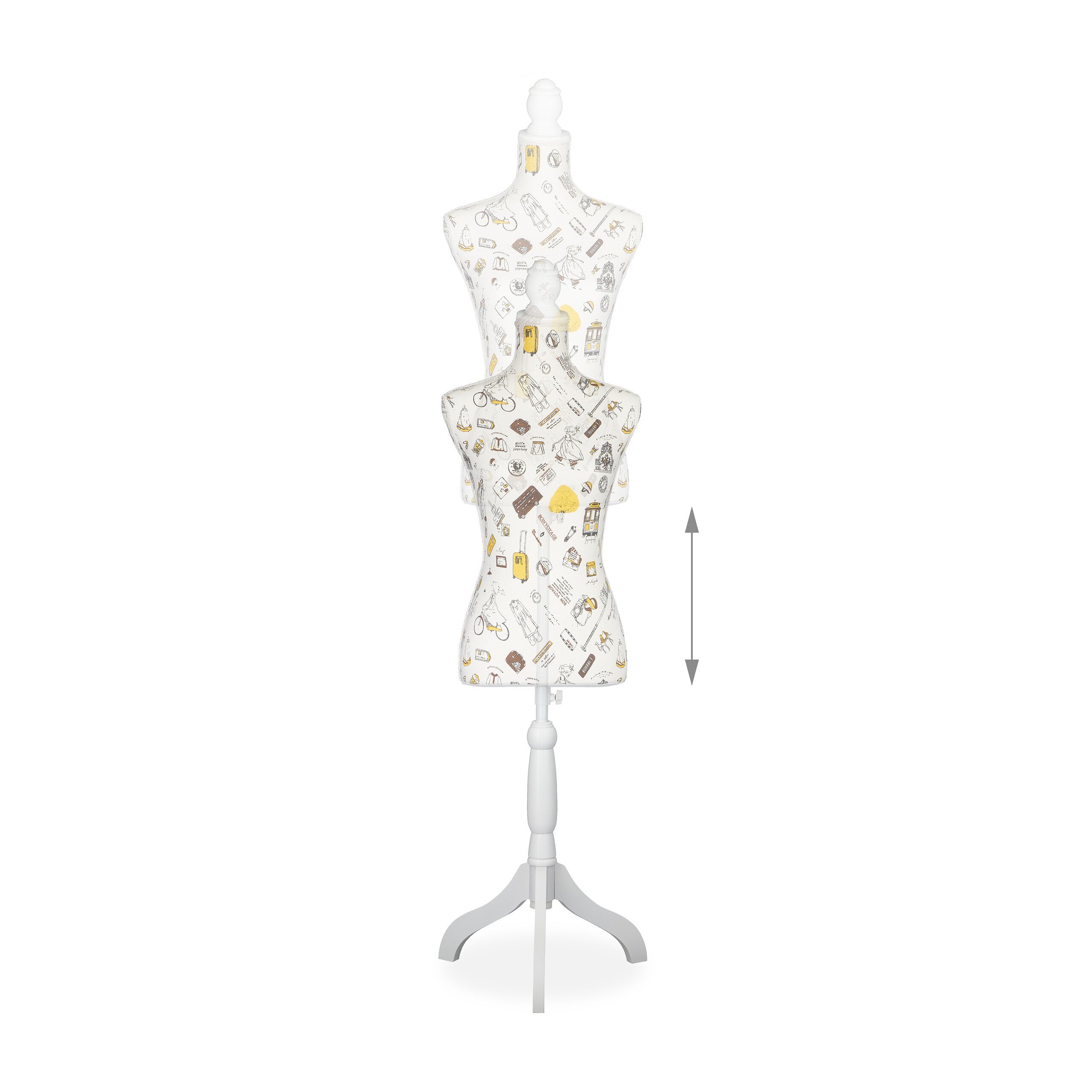 Mannequin de couture féminin, hauteur réglable jusqu'à 167 cm, taille 34-38, buste déco pour vitrine, crème, Relaxdays - 6